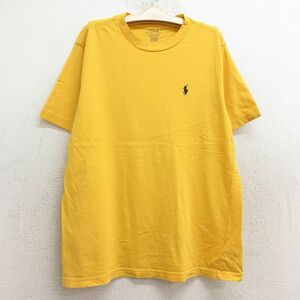 古着 ラルフローレン 半袖 ブランド Tシャツ キッズ ボーイズ 子供服 ワンポイントロゴ コットン クルーネック 黄 イエロー 24aug01