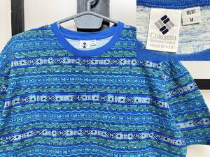 90s コロンビア 柄物 Tシャツ USA製 / 90年代 COLUMBIA 総柄 魚柄 ボーダー Vintage ビンテージ アメリカ製 アウトドア