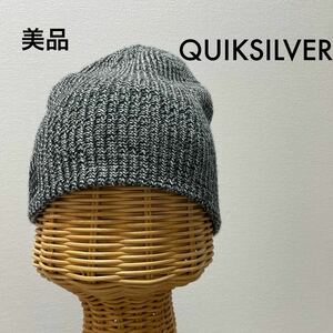 美品 QUIKSILVER クイックシルバー ニット帽 キャップ 帽子 ビーニー ワッチ スノーボード ストリート 玉SS1324