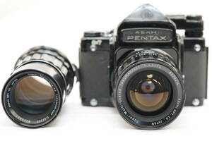 ペンタックス PENTAX 6×7 67 ミラーアップ 中判 フィルム カメラ Super-Multi-Coated TAKUMAR 75mm F4.5 200mm F4 0355
