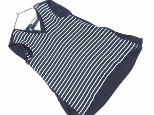 ネコポスOK VICKY ビッキー シフォン 切替 ボーダー ノースリーブ ブラウス シャツ size2/白ｘ紺 ■◆ ☆ ehc0 レディース