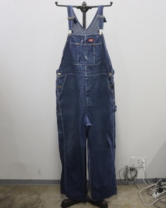 B938 90sビンテージ Dickies ディッキーズ デニム オーバーオール USA製■1990年代製 表記42インチ ネイビー 紺 サロペット ワーク 古着卸