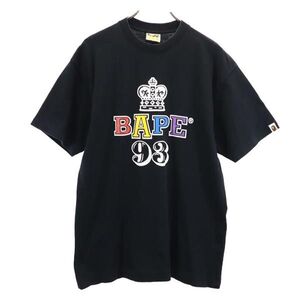 アベイシングエイプ 日本製 ロゴプリント 半袖 Tシャツ L 黒 A BATHING APE メンズ