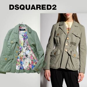 Dsquared ディースクエアード / ジャケット ギャザー 花柄 40 カーキ ミリタリージャケット 159000円