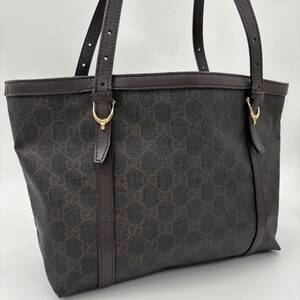 ●GUCCI グッチ トートバッグ ハンドバッグ 肩掛け GGスプリーム PVC レディース メンズ ナイロン レザー 本革 ダークブラウン 茶 ベルト