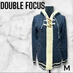 【DOUBLE FOCUS】 M ネイビー フード付きパーカー ダッフルコート風