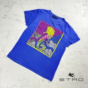 ETRO エトロ ペイズリープリントTシャツ 半袖カットソー トップス レディース 青 マルチカラー サイズM*RC811