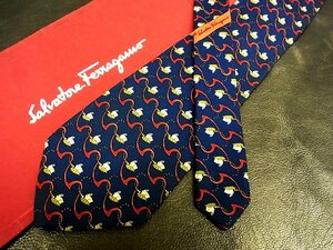 ♪今週の特売980円～♪1237W♪状態並品【Ferragamo】フェラガモ【兎 ウサギ 動物 柄】ネクタイ♪