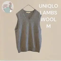 ユニクロ UNIQLO LAMBSWOOL ベスト グレー M 冷え性 エアコン