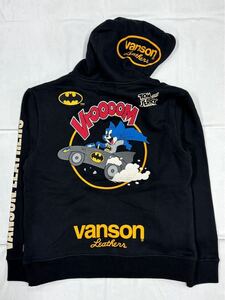 VANSON×TOM&JERRY Warner BROS.100周年記念 バンソン トムとジェリー バットマン コラボ 裏毛F/Zパーカー TJV-2440 ブラック Lサイズ