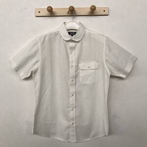 BEAMS ビームス メンズ ラウンドカラー 半袖リネンブレンドシャツ 美品 size M