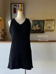 aps245 GUCCI グッチ 90s クラシック ノースリーブ ニット セーター Lサイズ ブラック