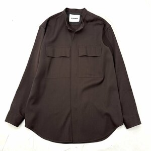 JIL SANDER ウールバンドカラーシャツ size40/15 BROWN HSJMIW0513 ジルサンダー