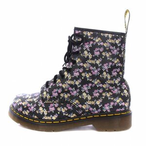 ドクターマーチン DR.MARTENS 8ホール ショートブーツ レースアップ 花柄 レザー UK6 25cm マルチカラー 11821 /BM レディース