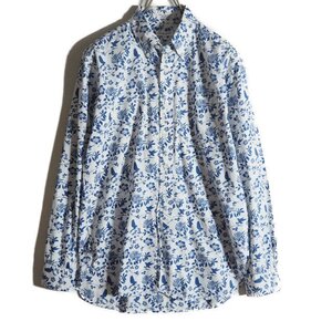 B9134f55　■ENGINEERED GARMENTS エンジニアドガーメンツ■ ボタンダウン フラワープリント コットンシャツ ホワイト S/白 青 長袖 春～秋