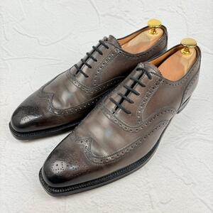 【良品】Crockett&Jones クロケットアンドジョーンズ ギルフォード ウイング 内羽根 グレー 6E 24.5cm レザーソール トゥスチール