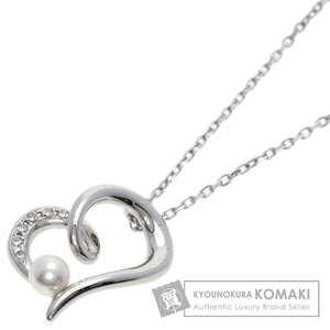 MIKIMOTO ミキモト アコヤパール 真珠 ダイヤモンド ハート ネックレス K18ホワイトゴールド レディース 中古