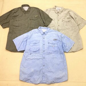 ■Columbia コロンビア フィッシングシャツ 3点 まとめ売り 釣り FM7130 PFG 綿 ビッグサイズ XXL/4XL 多ポケット 中古卸 /0.96kg■