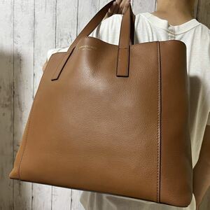 美品/A4可●コールハーン COLE HAAN トートバッグ ブリーフケース ハンドバッグ メンズ ビジネス 大容量 書類 PCレザー 本革 ブラウン 