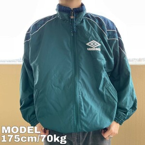 UMBRO アンブロ ナイロンジャケット 90s グリーン 緑 白 L 8788