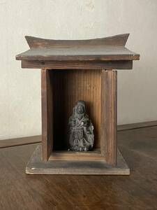 仏教美術 仏像「清善海千対」護摩灰像 逗子入 高さ約9cm 古玩『収集家放出品』