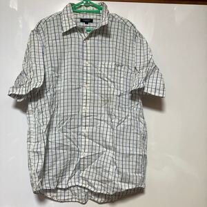 バーバリー 半袖 シャツ L チェック柄 ブルー BURBERRY Yシャツ メンズ