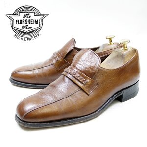 9D表記　Florsheim フローシャイム　ストラップローファー　ドレスシューズ　ブラウン　茶　革靴　/24.1.10/U9853