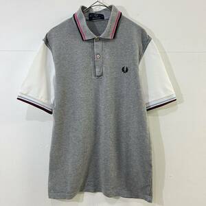 FRED PERRY 英国製 イギリス製 半袖ポロシャツ コットンポロシャツ 切り替え 刺繍ロゴ 上質 フレッドペリー【レターパックプラス郵送可】M