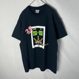 ギルダン　半袖プリントTシャツ　古着　Mサイズ　ブラック