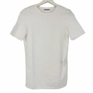 【新品同様】【美品】ジルサンダープラス JIL SANDER クルーネック 裾ロゴ刺繍 半袖Tシャツ カットソー Mサイズ ホワイト