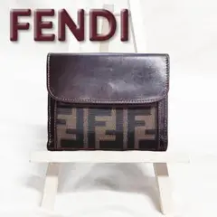 FENDI フェンディ Wホック 折り財布 ズッカ FF キャンバス ナイロン