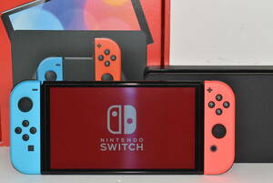 25S 【中古品】 有機EL Nintendo Switch ネオンブルー／ネオンレッド Ver.16.0.0 初期化済み ニンテンドースイッチ本体 ジョイコン