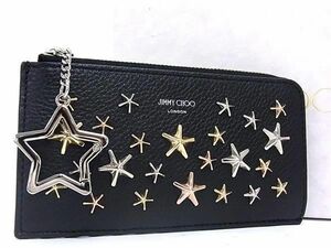 1円 ■極美品■ JIMMY CHOO ジミーチュウ スタースタッズ レザー パスケース カードケース 定期入れ レディース ブラック系 FC5569