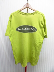 USA製　Billabong　ビラボン　90sヴィンテージ　Tシャツ　メンズL　黄緑系 ビッグロゴTシャツ　サーフシャツ サーフィン マリンシャツ06131