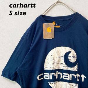 日本未発売【新品タグ付き】カーハート　半袖Tシャツ　ビッグプリント　濃紺　Sサイズ　ユニセックス　carhartt プリントロゴ