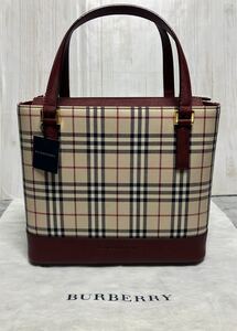 新品未使用　BURBERRY バーバリー　ノバチェック　ハンドバッグ　ベージュ　ボルドー