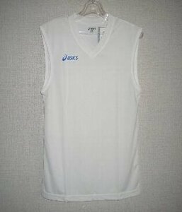 アシックスXS6517ノースリーブシャツ　白×青　Lサイズ