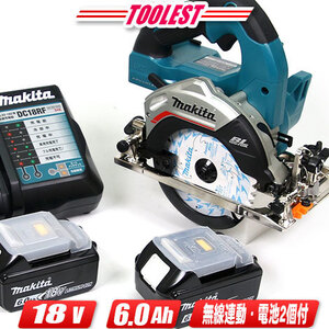 マキタ　18V　125mm 充電式マルノコ　HS475DRGX　6.0Ah Li-ion充電池(BL1860B)2個　充電器(DC18RF)　ケース