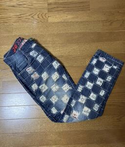 Joneaa Jeans！ブロックチェック ダメージ デニム　サイズM 30