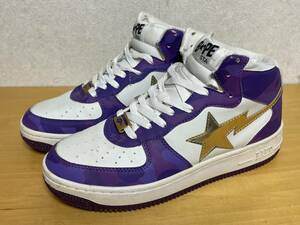 紫迷彩 A BATHING APE アベイシングエイプ BAPE STA ベイプスタ スニーカー レザー カモ 猿迷彩 紫白金 28cm US10