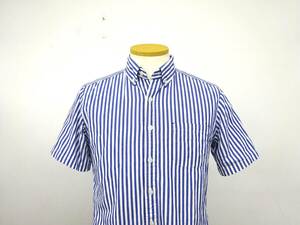 THE SHOP TK　半袖シャツ　タケオキクチ　ストライプ柄　シャツ　胸ポケット　ブルー　Sサイズ　夏　メンズ　Y-658い