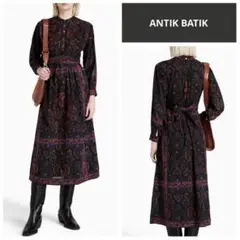 ANTIK BATIK 刺繍ボヘミアンワンピース コットン 総柄 ベルト