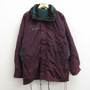 XL/古着 コロンビア 長袖 ナイロン ジャケット メンズ 00s ワンポイントロゴ エンジ 内側フリース 23oct24 中古 アウター