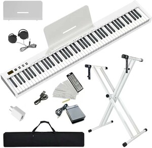 ピアノスタンドセット電子ピアノ 88鍵盤 SWAN-S 日本語表記 MIDI対応 コンパクト 軽量 二つステレオスピーカ スリムデザイン