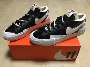 未使用 新品 ナイキNIKEサカイsacaiブレーザーBLAZER LOWブラックBLACKus9 27㎝