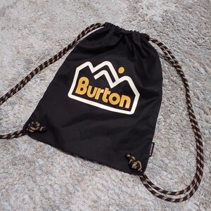 美品！送料無料！BURTON 希少 バートン ロゴ ブラック バッグ 折り畳み ナップサック リュックサック 黒 ナップザック 軽量 大容量 