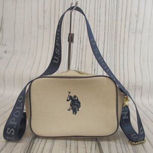 f002 BAG U.S. POLO ASSN. ユーエスポロアッスン ショルダーバッグ キャンバス レディース ホワイトベージュ系