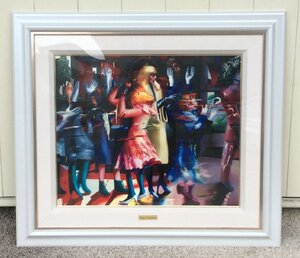 【中古】絵画　オルガ　グレチナ　Olga Grechina 　『手袋をはめてダンス』　約H81×W92 　真作保証 ※店頭渡し歓迎 ※近隣自社配送可