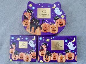 GODIVA ゴディバ マジックアソートメント ネコ ハロウィン 空き箱 ３種 収納 小物 アクセサリー 入れ物 宝箱 box 匿名410円 定形外450円