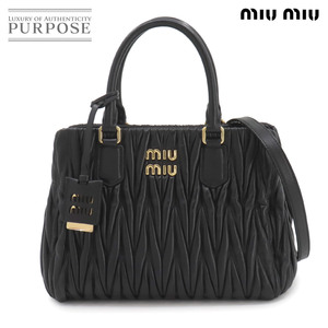 未使用 展示品 ミュウミュウ MIUMIU マテラッセ 2way ハンド ショルダー バッグ レザー ブラック 5BA258 Matelasse Bag 90261005